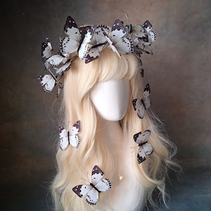 Pale blue woodland butterfly crown and hair clips