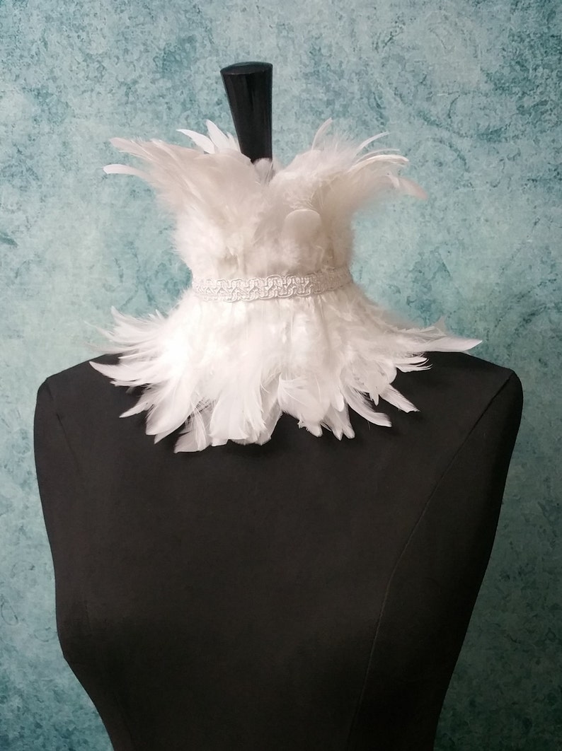 White feather neck corset white costume feather neckpiece Etsy