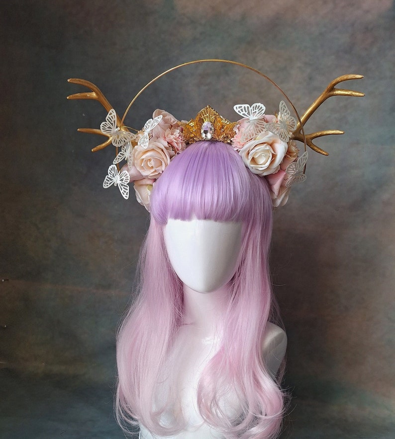 Rouge Pony peach flower halo fawn butterfly crown image 2