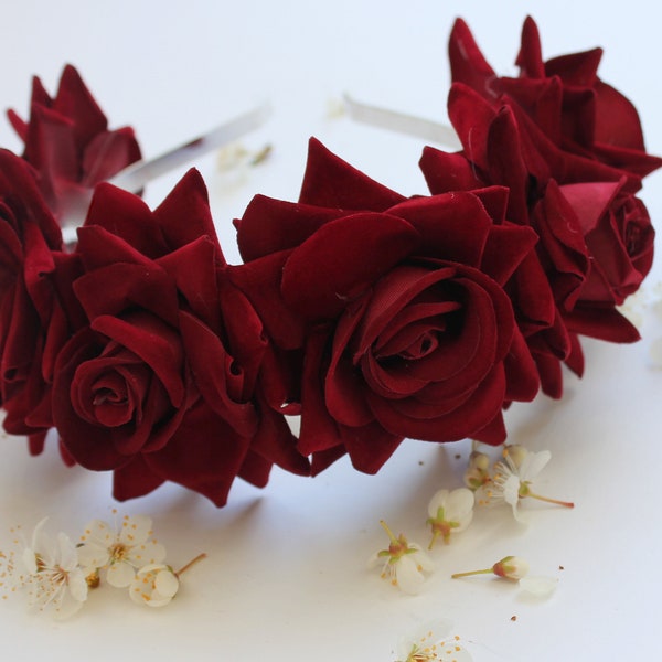 Red Rose Headband Etsy