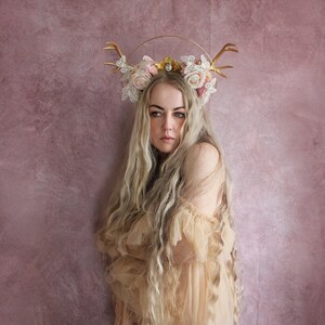 Rouge Pony peach flower halo fawn butterfly crown image 6