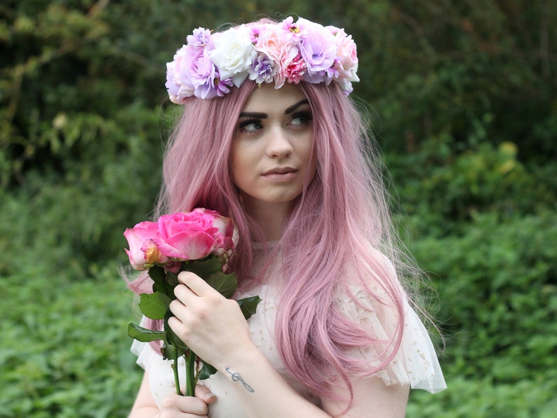 Rouge pony pastel flower crown, flower garland, flower tiara/ headpiece image 5