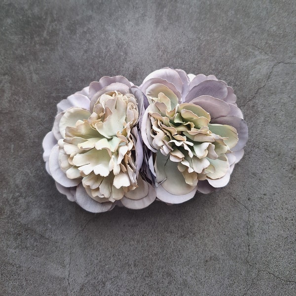 Purple and green floral hair clip, peony flowers, hairpin, bridesmaids hair piece