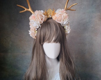 Rouge Pony peach flower fawn butterfly crown