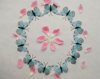 Pale fabric butterfly hair clips