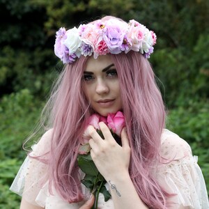 Rouge pony pastel flower crown, flower garland, flower tiara/ headpiece image 8