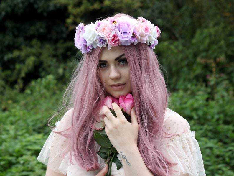 Rouge pony pastel flower crown, flower garland, flower tiara/ headpiece image 8