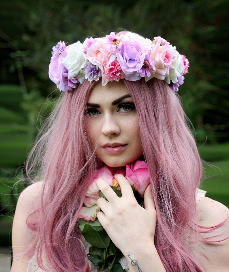 Rouge pony pastel flower crown, flower garland, flower tiara/ headpiece image 1