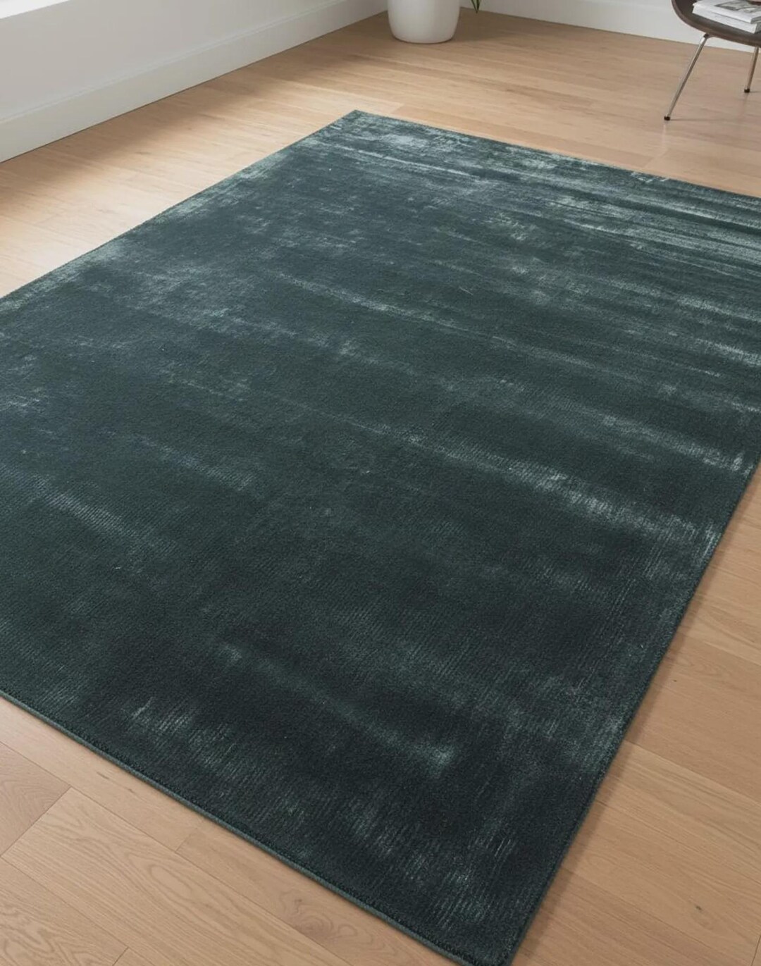 Dark Green Wool Area Rug Hand Tufted, Modern Abstract Geometric Rug ...
