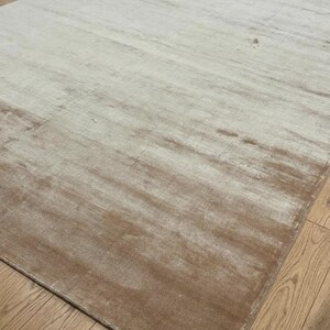 Hand Loom Wool Area Rug Neutral Beige Brown Gradient Carpet Minimalist Modern Living Room Rug Soft Handmade NZ Wool Rug