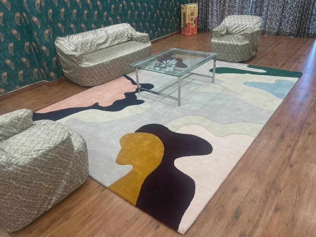 Abstract Multicolor Rugs Hand Tufted Abstract Multicolor Area Rug Modern Artistic Living Room ...