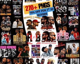 Diseño de camiseta PNG de la gira R&B de Chris Brown y Usher 2026 (descarga digital)