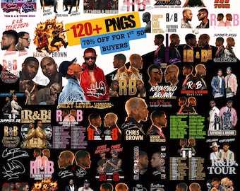 Diseño de camiseta PNG de la gira R&B de Chris Brown y Usher 2026 (descarga digital)