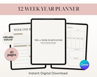 90 Day Goal Planner | 12 Week Year, Weekly Reflection (PDF Pattern)