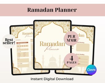 Ramadan Planner 2026 PLR & MRR | Digital Ramadan Journal PDF | Printable Ramadan Tracker | Resell Rights Planner