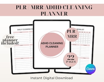ADHD Cleaning Planner PLR | Chore Chart & Cleaning Templates | MRR Canva Planner