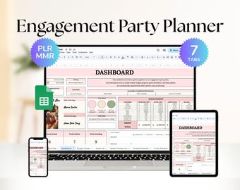 PLR Engagement Party Planner Spreadsheet | Master Resell Rights Digital Planner | Event & Budget Tracker
