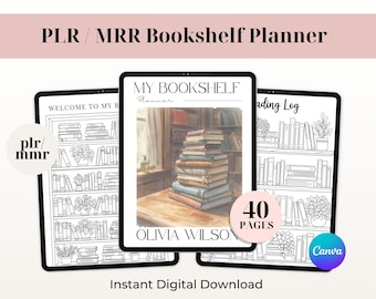 plr bookshelf planner | bookshelf planner | reading tracker | book reading tracker | book tracker plr | reading log mmr