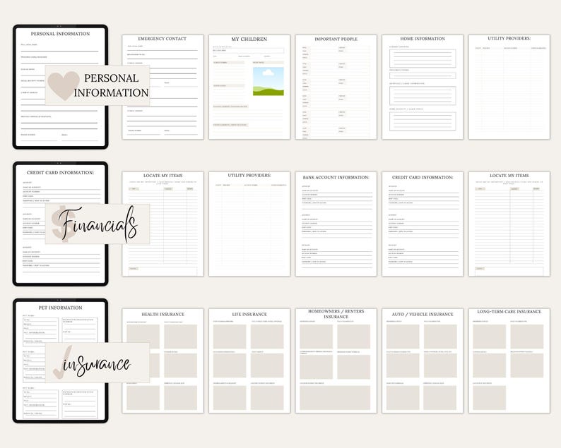 Funeral death plan digital planner template