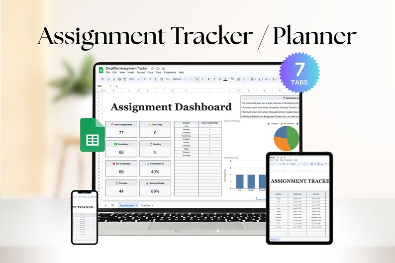 assignment tracker student planner spreadsheet
