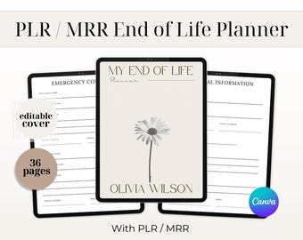 PLR/MRR-planner voor einde levensduur – bewerkbare pdf voor laatste wensen, familiemap en noodplanning – digitaal product doorverkopen