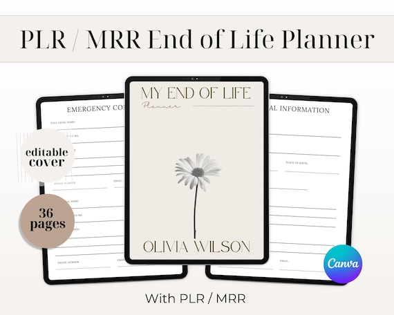 PLR / MRR End of Life Planner – Editable PDF for Final Wishes, Family Binder & Emergency Planning – Resell Digital Product
