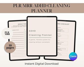 ADHD Cleaning Planner PLR | Chore Chart & Cleaning Templates | MRR Canva Planner