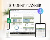 Digital Student Planner | College Spreadsheet Homework Planner | Assignment and Exam Tracker | Academic Dashboard