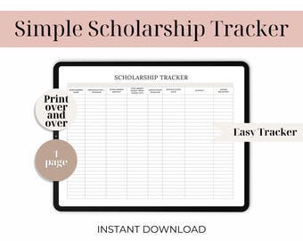 Scholarship Tracker | Academic & Application Deadline Tracker | College or University Planner | Digital and Printable Student Planner