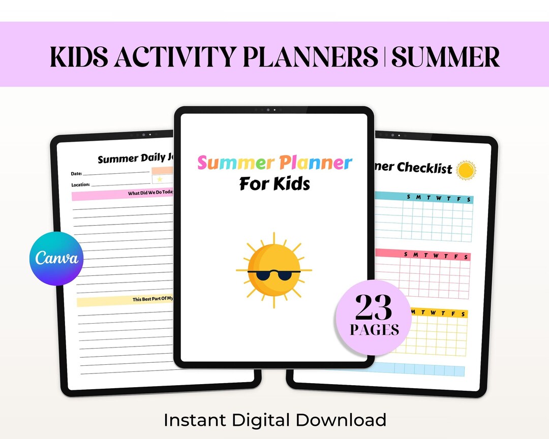 Kids Activity Planners Printable | Summer Planner and Daily Activity ...