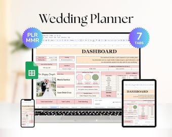 PLR-spreadsheet bruiloftplanner | Google Spreadsheets-begroting en checklist bruiloft | Master digitale planner voor wederverkooprechten