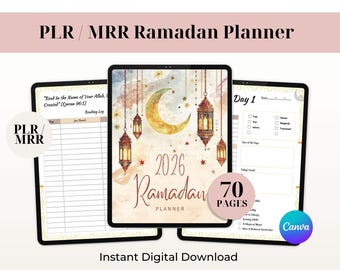 Ramadanplanner 2026 PLR en MRR | Digitaal Ramadandagboek pdf | Afdrukbare ramadantracker | Wederverkooprechtenplanner