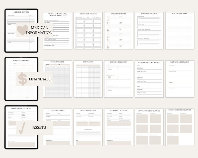 Emergency binder editable planner PDF