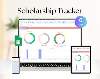 Scholarship Tracker | Academic & Application Deadline Tracker | College or University Planner | Digital and Printable Student Planner