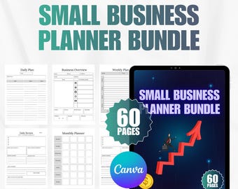 60-Page Small Business Planner | Canva Editable, Sales & Finance Tracker (Digital Download