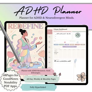 ADHD Hyperlinked Planner | GoodNotes iPad Life System (48 Page Digital Planner)