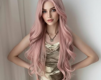 Honigblonde Lace Front Perücke, Hand gebundener gebleichter Teil, Babyhaar, hitzebeständiges langes gewelltes Haar für Cosplay & täglichen Glam