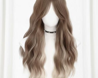 Blonde Ombre-Perücke | Hitzebeständiges gewelltes synthetisches Haar mit Lace Front & Baby Haar | Full Cap Topper für Frauen, tägliche Kleidung | Reise Fotos