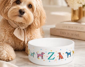 Comedero para perros con nombre, cuenco de cerámica personalizado para mascotas, comedero para perros, cuenco de agua y comida para perros y gatos, regalo para cachorros, regalo para perros, regalo para amantes de las mascotas