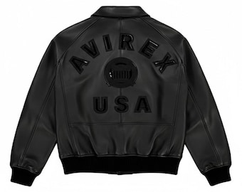 Chaqueta Avirex Icon de piel sintética para hombre, estilo bomber vintage con cuello acanalado, estilo urbano