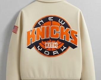NUEVA chaqueta bomber universitaria Avirex KITH Knicks Newyork de piel sintética para hombre