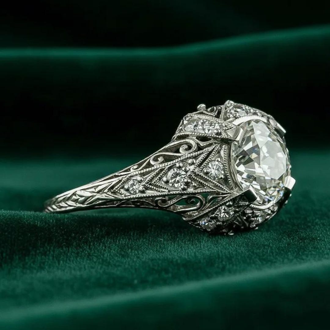 Vintage Art Deco Engagement Ring Edwardian Filigree Diamond Ring ...