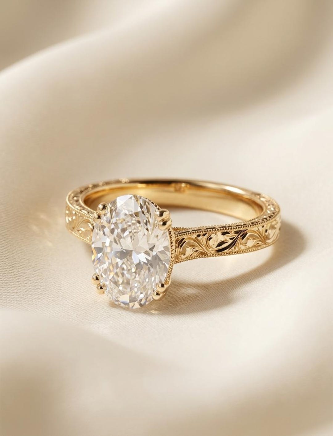 vintage-oval-engagement-ring-floral-engraved-gold-ring-antique