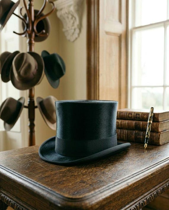 Black Silk Top Hat | Victorian Gentlemen's Formal Headwear
