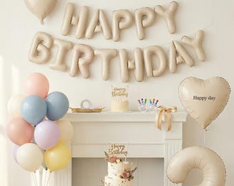 Creme 16 "Selbstaufblasende alles Gute zum Geburtstagballons Beige Banner für Geburtstagsdekorationsparty