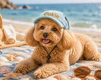 Custom Dog Baseball Cap, Personalized Puppy Hat with Name, Corduroy Pet Hat, Embroidered Dog Cap, Dog Birthday Gift, Pet Gift