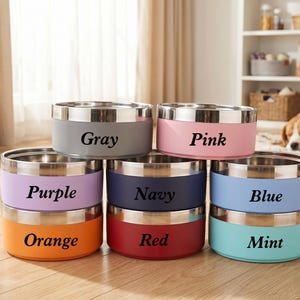 Ciotola personalizzata per cani con nome inciso, ciotola per animali domestici personalizzata in acciaio inossidabile, ciotola per acqua antiscivolo per gatti, regalo personalizzato per cani immagine 7