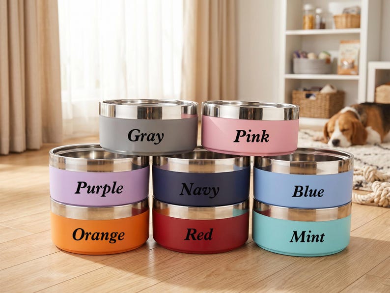 Ciotola personalizzata per cani con nome inciso, ciotola per animali domestici personalizzata in acciaio inossidabile, ciotola per acqua antiscivolo per gatti, regalo personalizzato per cani immagine 7