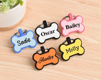 Personalized Silicone Silent Dog Tag Engraved Pet ID, Custom Name ID Tags for Dog Collar