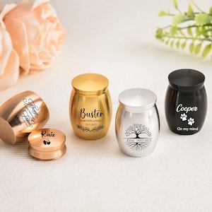 Personalized Pet Urn for Ashes, Custom Mini Memorial Keepsake, Engraved Dog Cat Urn, Pet Loss Gift, Small Cremation Jar